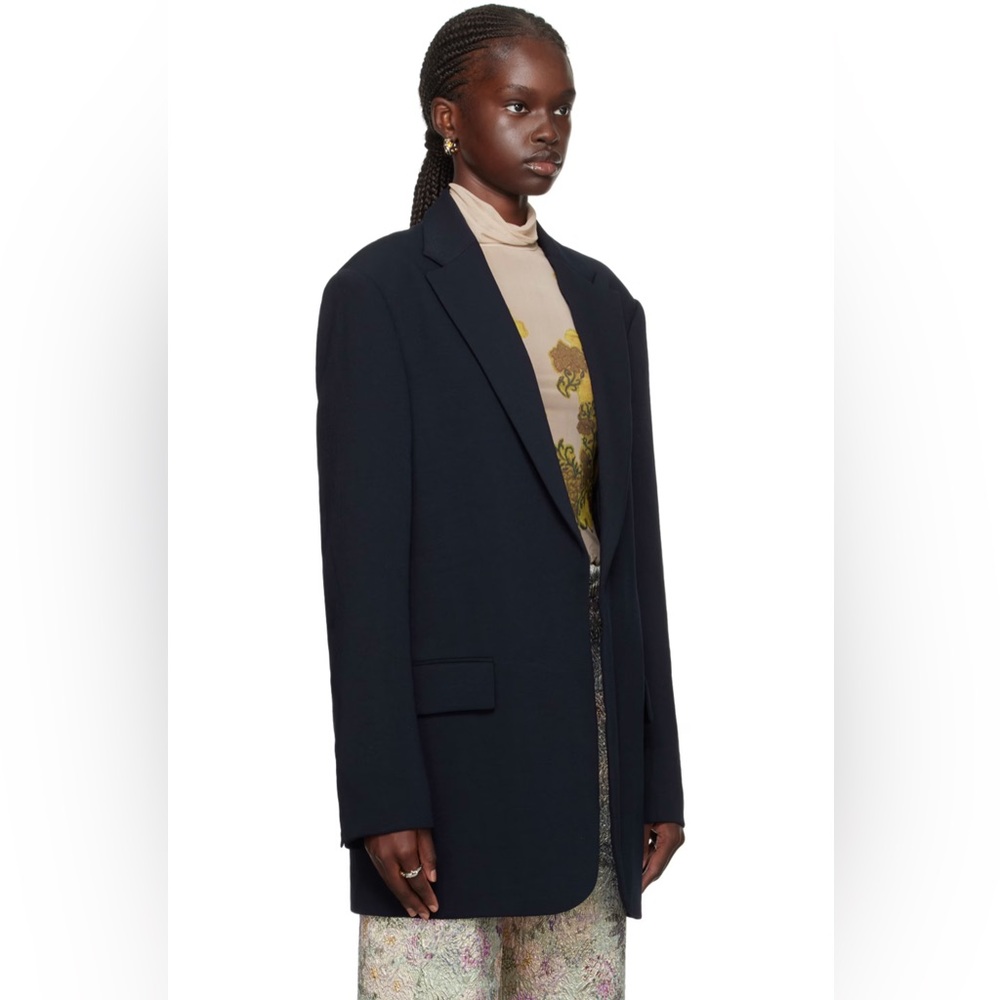 Dries Van Noten Navy Open Front Blazer New Xs View 3